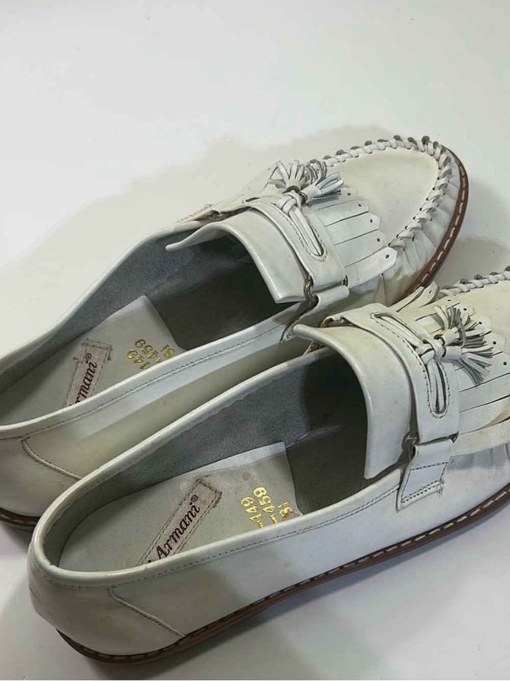 White Leather Tassel Kiltie Loafers for Women